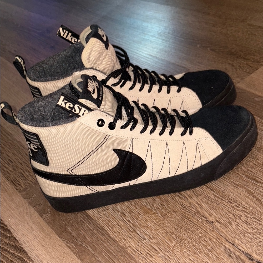 Nike SB Zoom Blazer High-Top Sneakers in Black and Cream